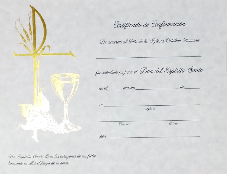 Spanish Confirmation Cert